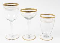 A Gilt Decorated Glass Stemware Service Height of wine 5 inches. — 20TH CENTURY