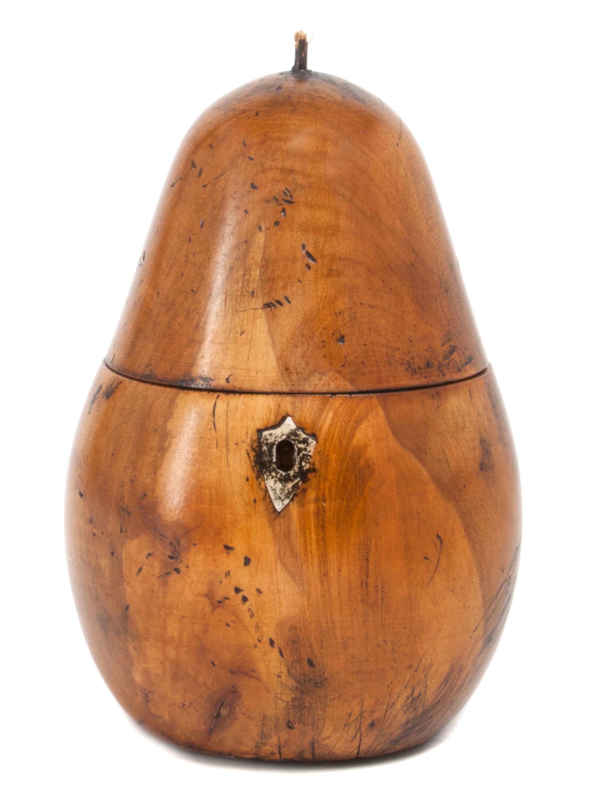 An English Pear Form Tea Caddy Height 6 1/2 inches.