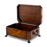 A Patinated Metal Mounted Parquetry Table Casket