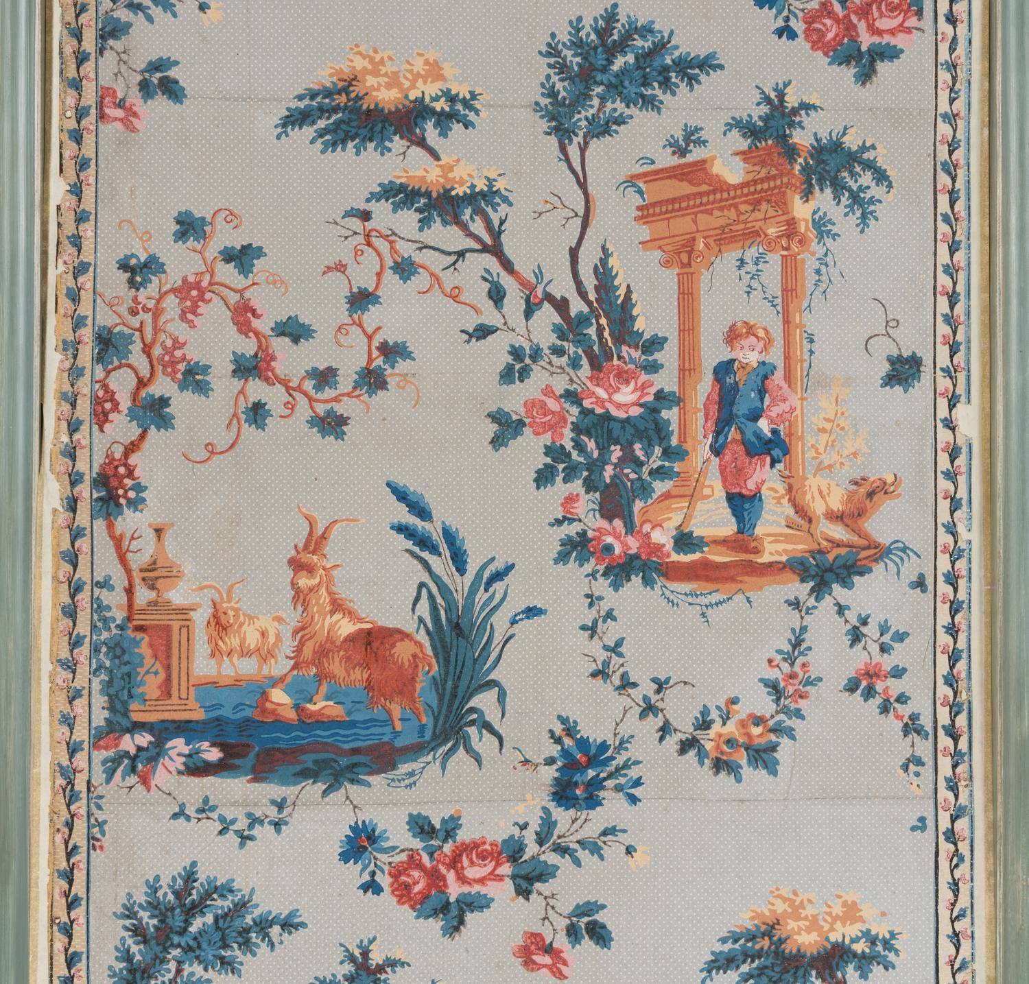 A Set of Six French Wallpaper Panels