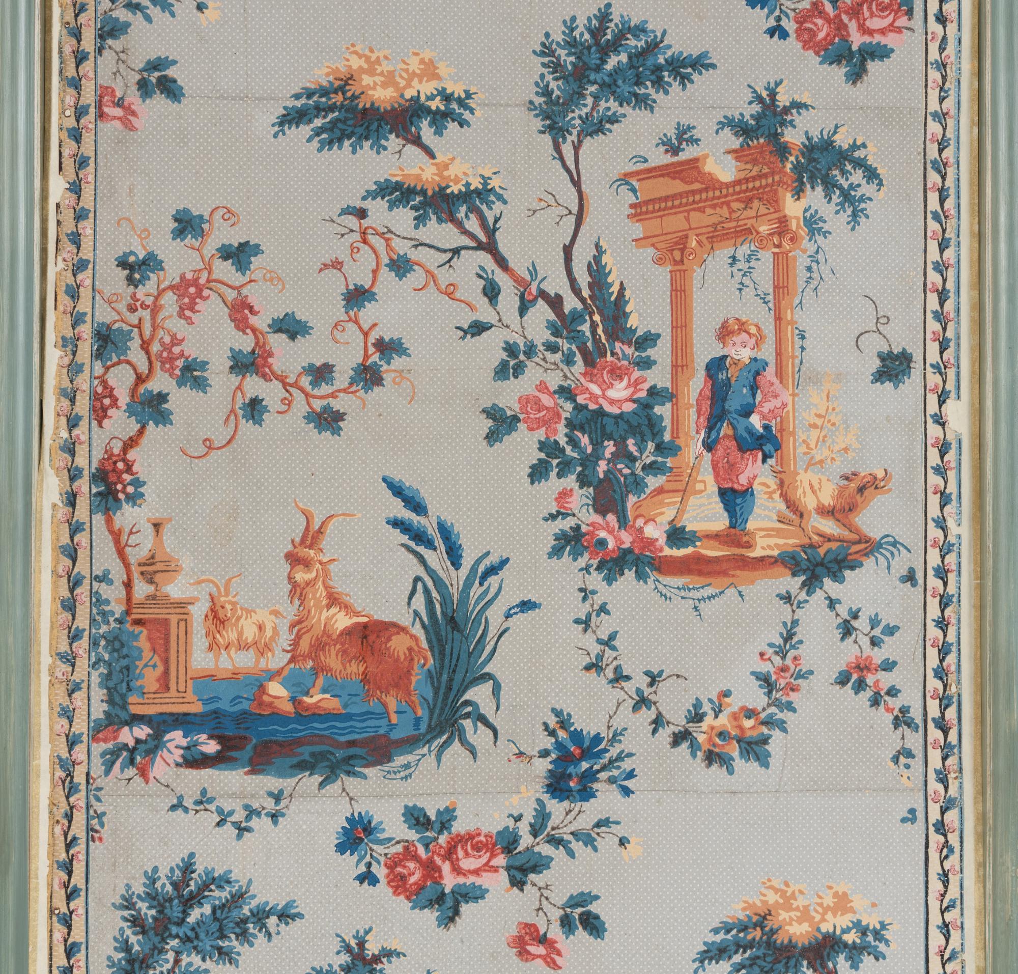 A Set of Six French Wallpaper Panels