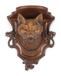 A Swiss "Black Forest" Carved Fox Wall Bracket