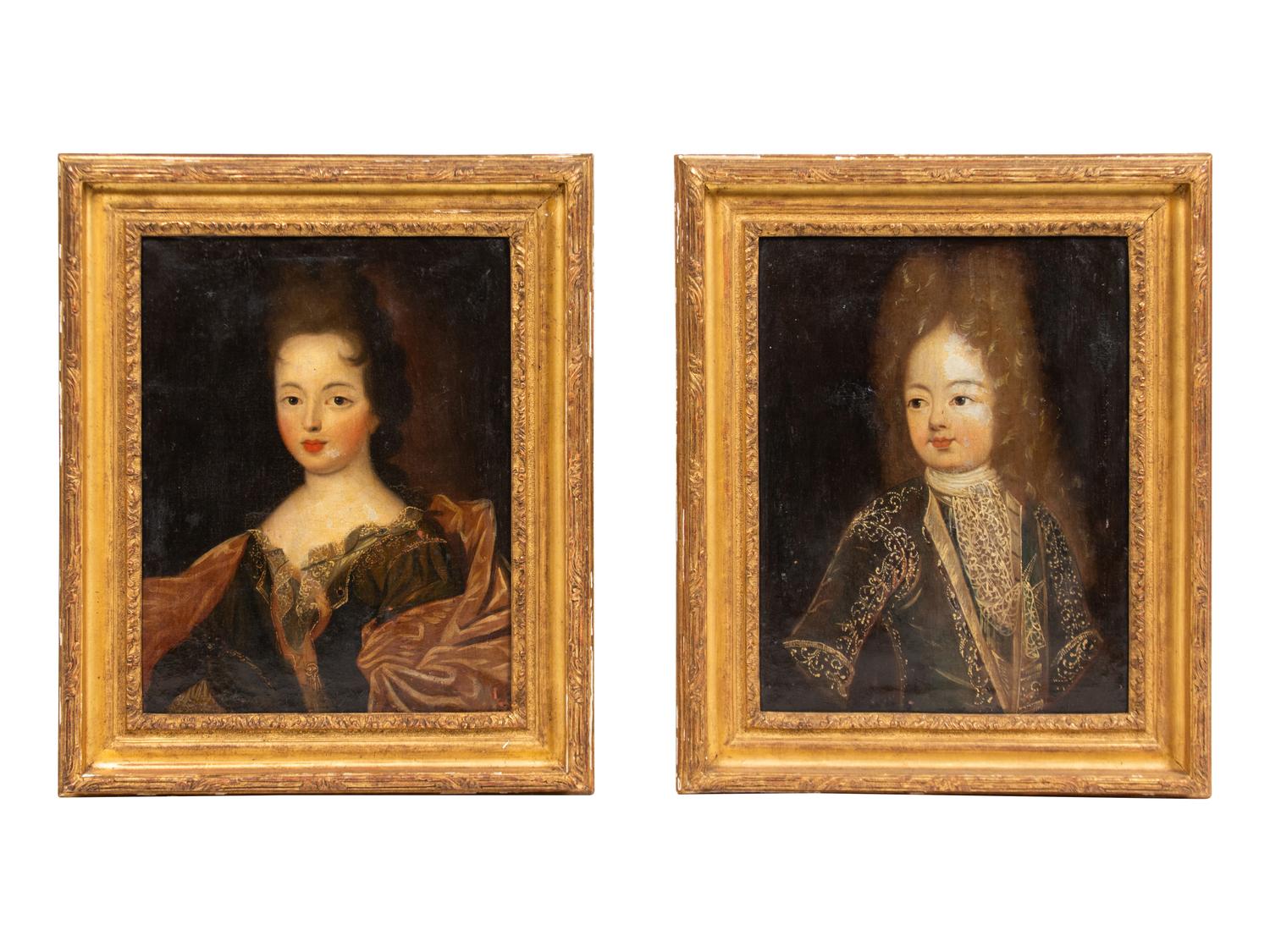 French School, 18th Century Portraits of Children (a pair of works) oil on linen