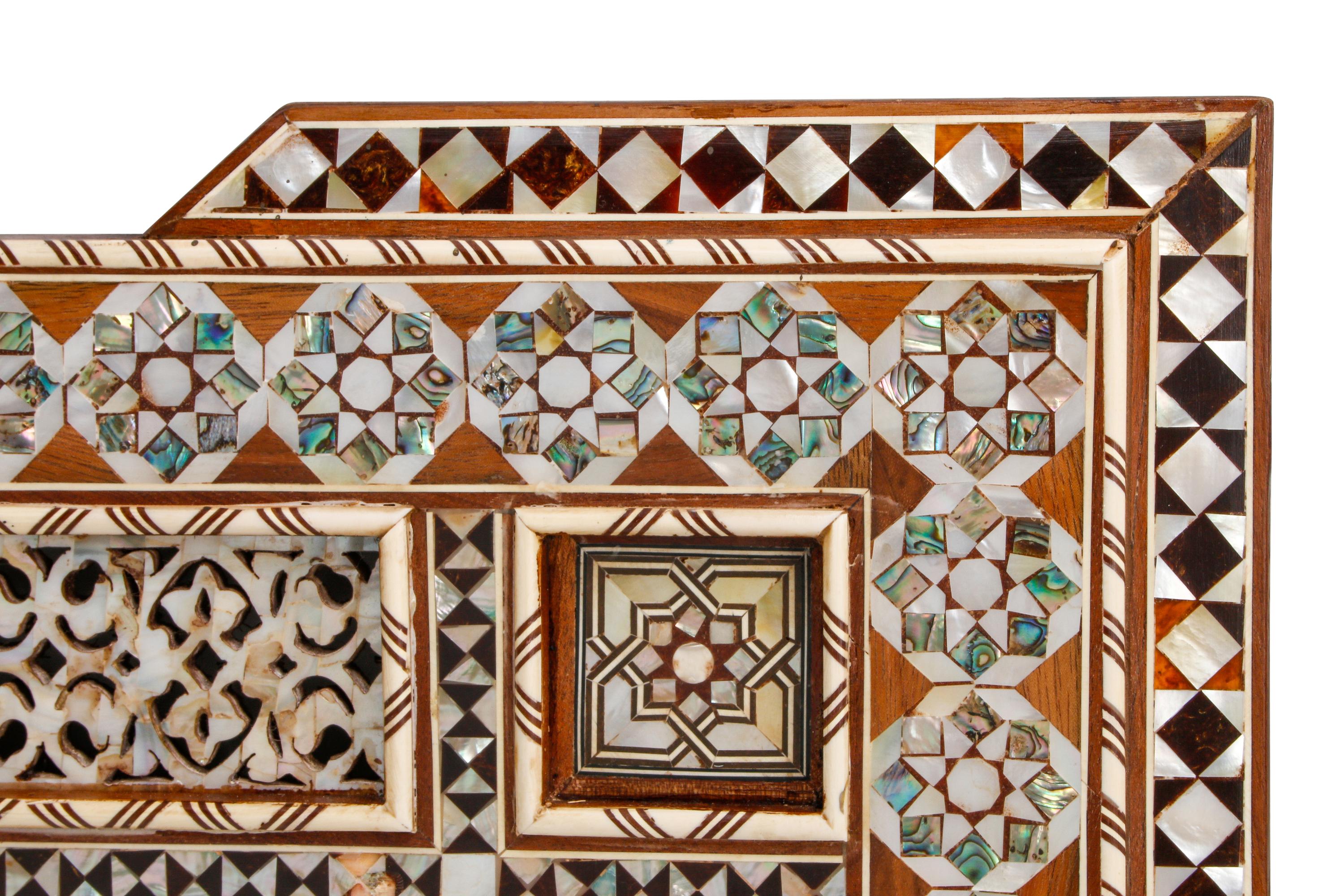 A Pair of Moorish Style Marquetry Mirrors