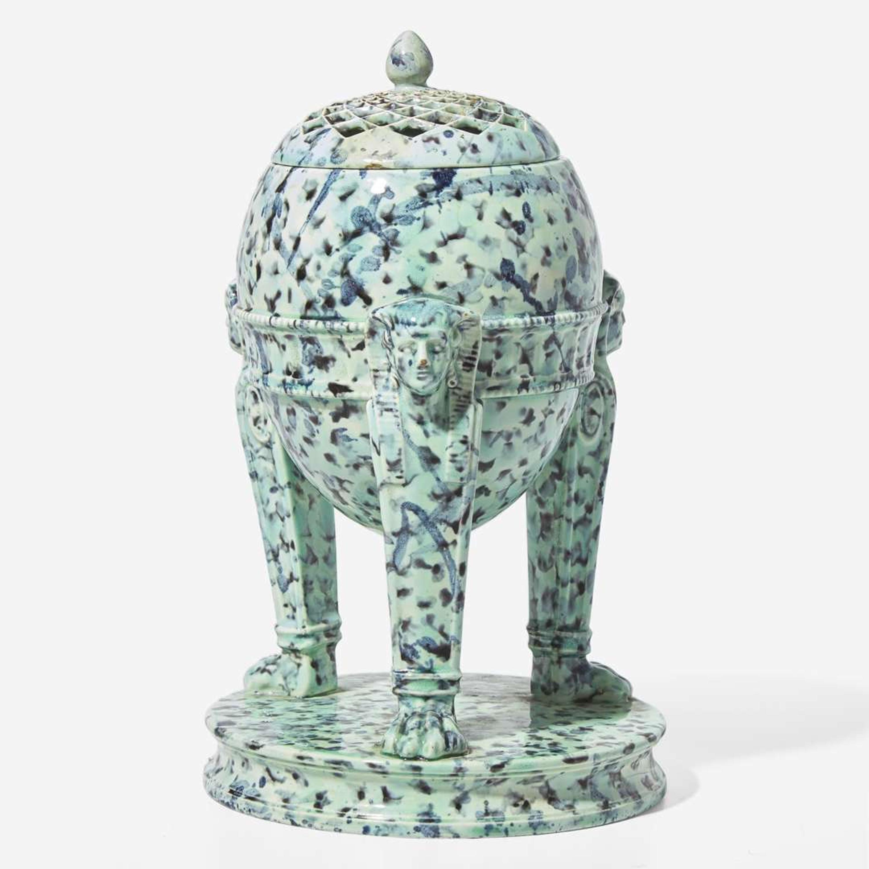A Wedgwood Majolica Egyptian Revival Pastille Burner UK, 1860s
