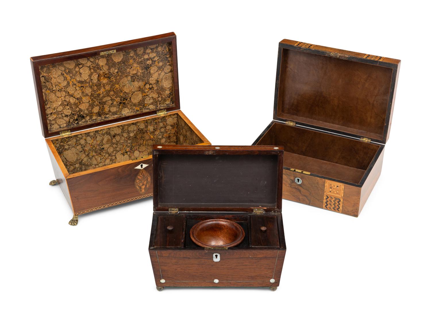 Two Regency Mahogany and Marquetry Table Caskets