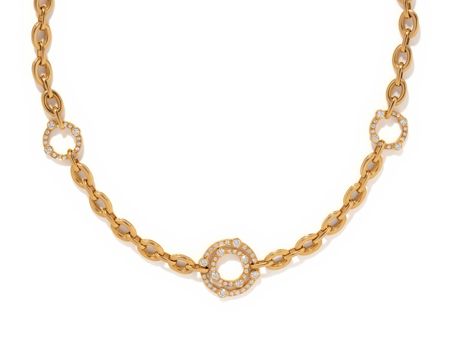 GUMUCHIAN, CONVERTIBLE ROSE GOLD AND DIAMOND NECKLACE/BRACELET SET