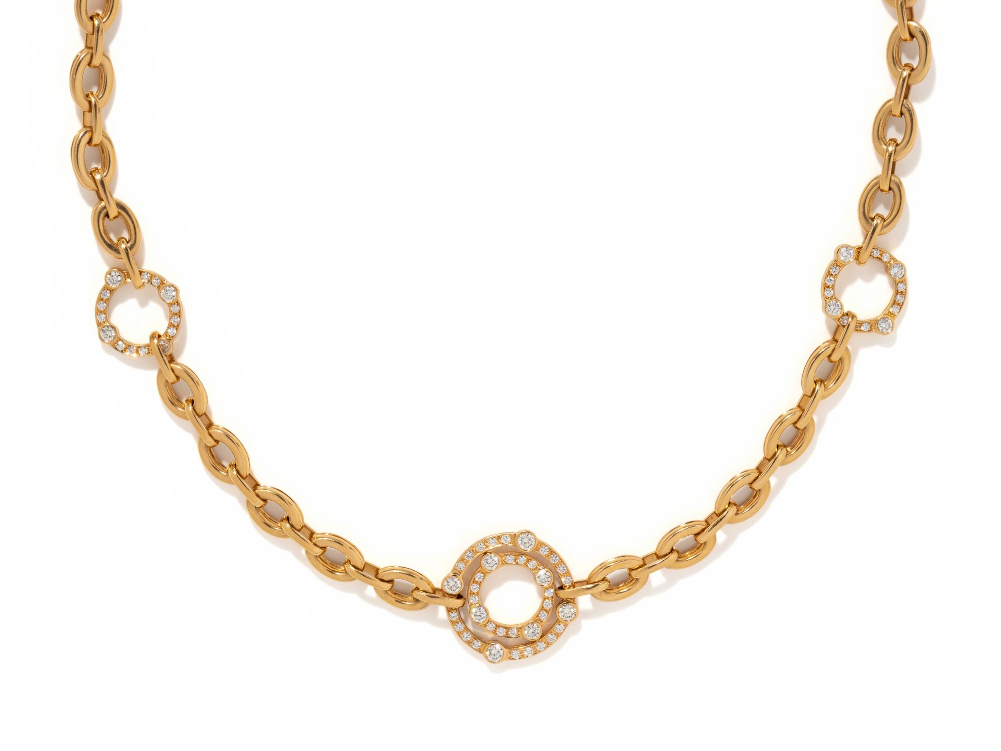 GUMUCHIAN, CONVERTIBLE ROSE GOLD AND DIAMOND NECKLACE/BRACELET SET