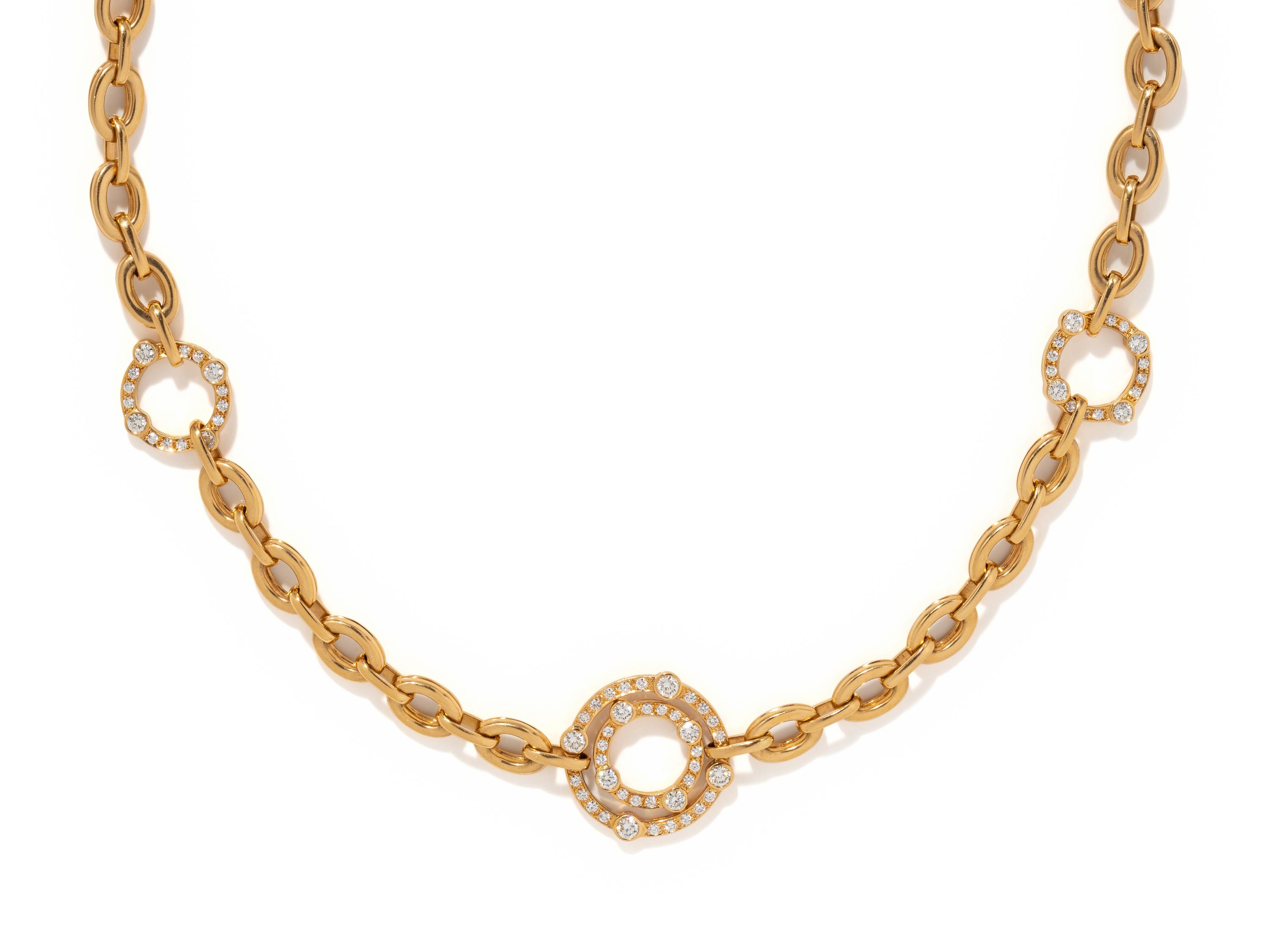 GUMUCHIAN, CONVERTIBLE ROSE GOLD AND DIAMOND NECKLACE/BRACELET SET