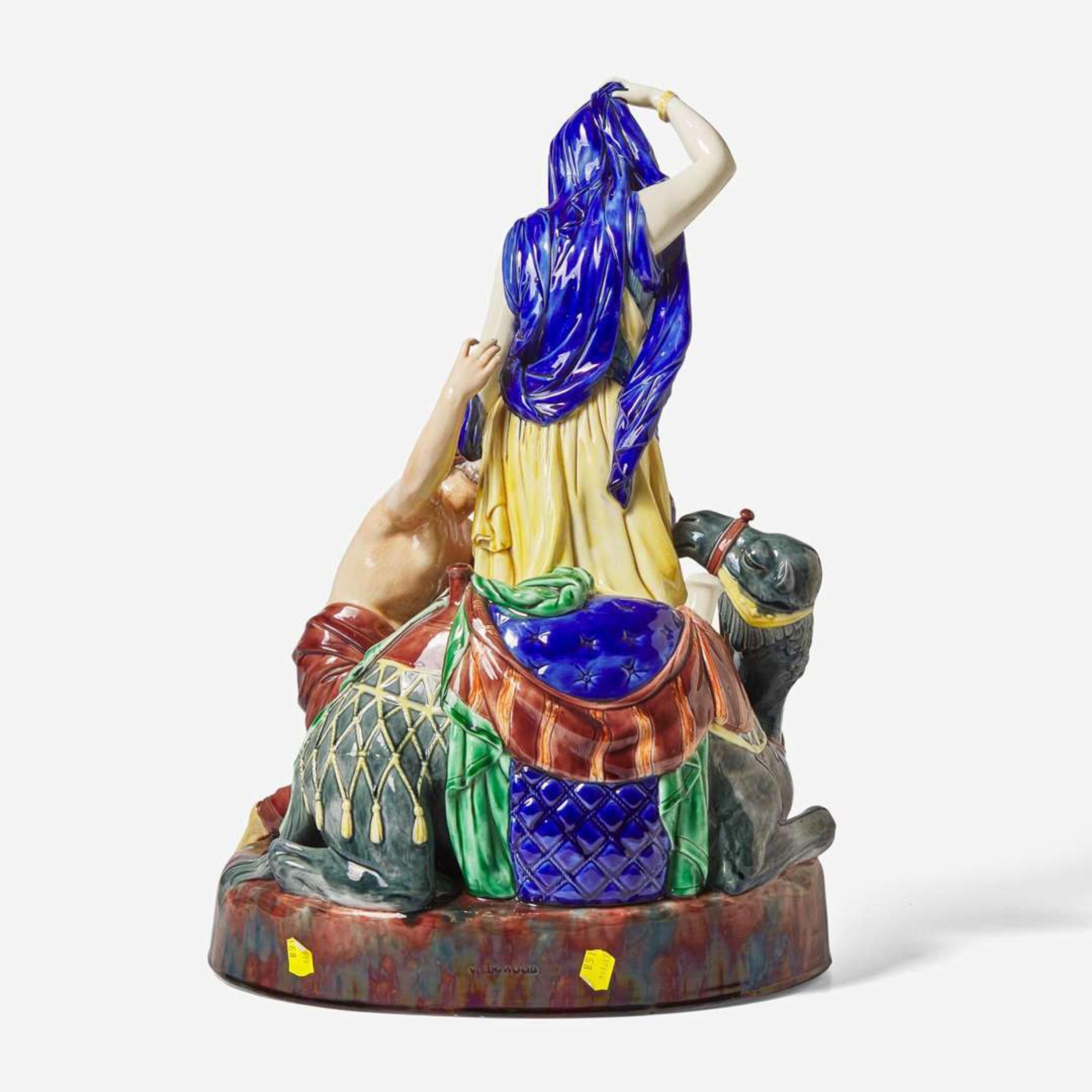 A Wedgwood Majolica "Isaak and Rebekah" Group UK, circa 1870