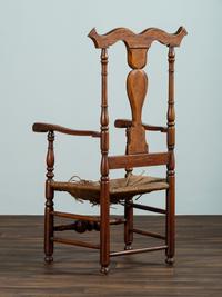 A William and Mary Reel Turned and Grain-Painted Rush-Seat Armchair