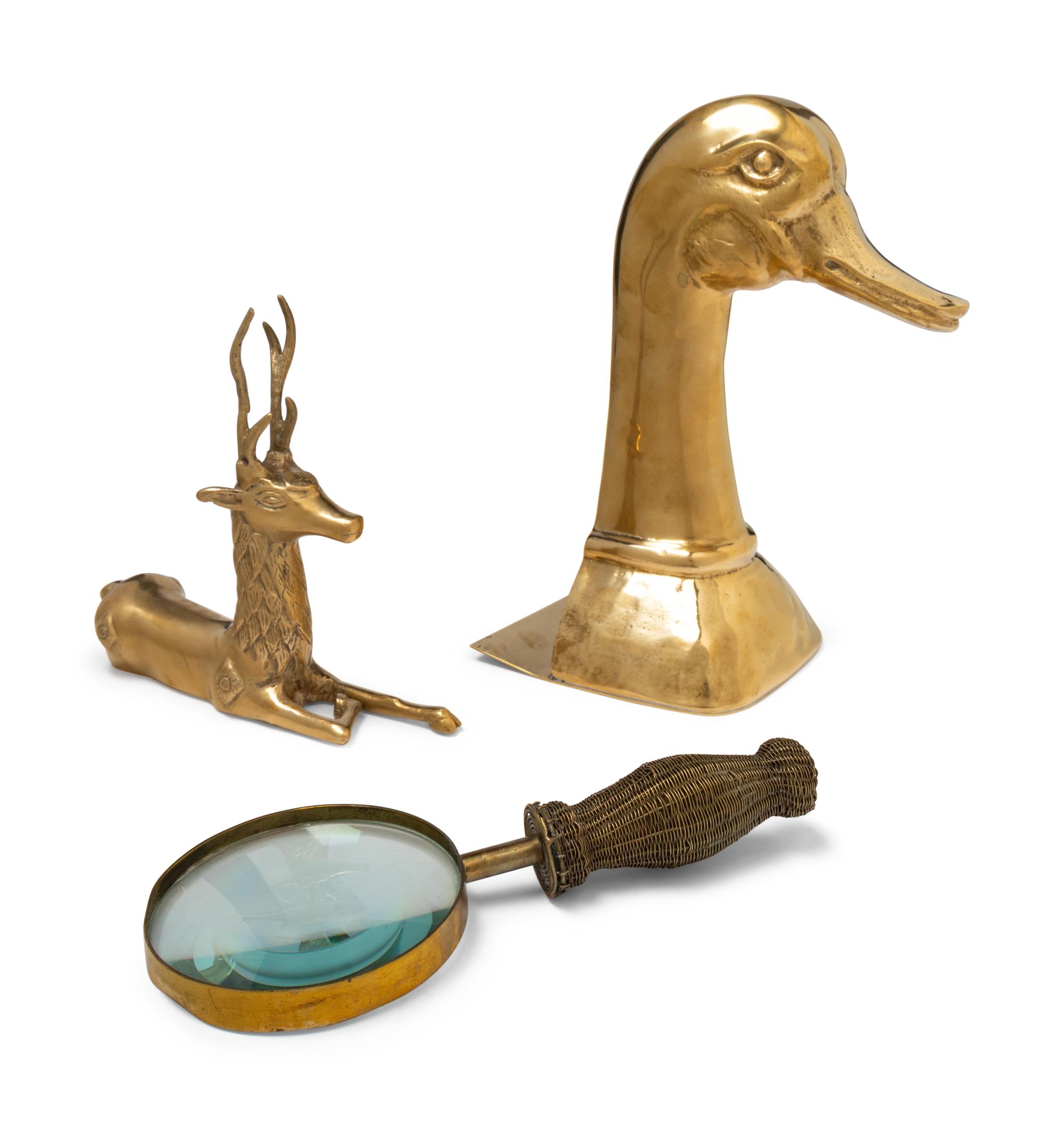 A Group of Three Brass Decorative Articles