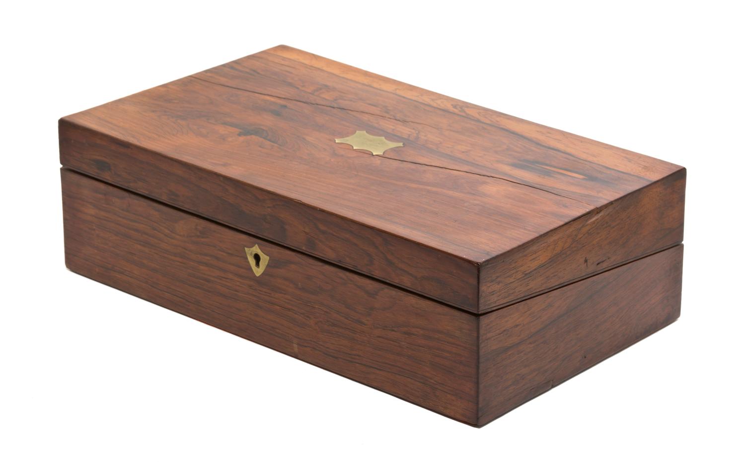 A Victorian Rosewood Lap Desk, Height 5 x width 15 3/4 x depth 9 3/8 inches.