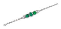 A Fine Platinum, Emerald and Diamond Bracelet, Cartier, 14.50 dwts.
