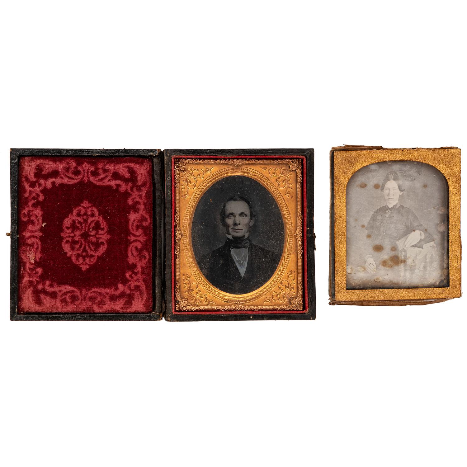[EARLY PHOTOGRAPHY - PORTRAITURE]. A group of 19 cased images featuring men, women, and children, including: