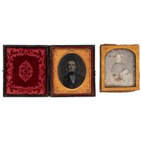 [EARLY PHOTOGRAPHY - PORTRAITURE]. A group of 19 cased images featuring men, women, and children, including:
