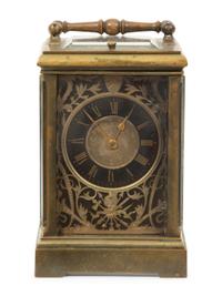 A French Gilt Repeating Carriage Clock