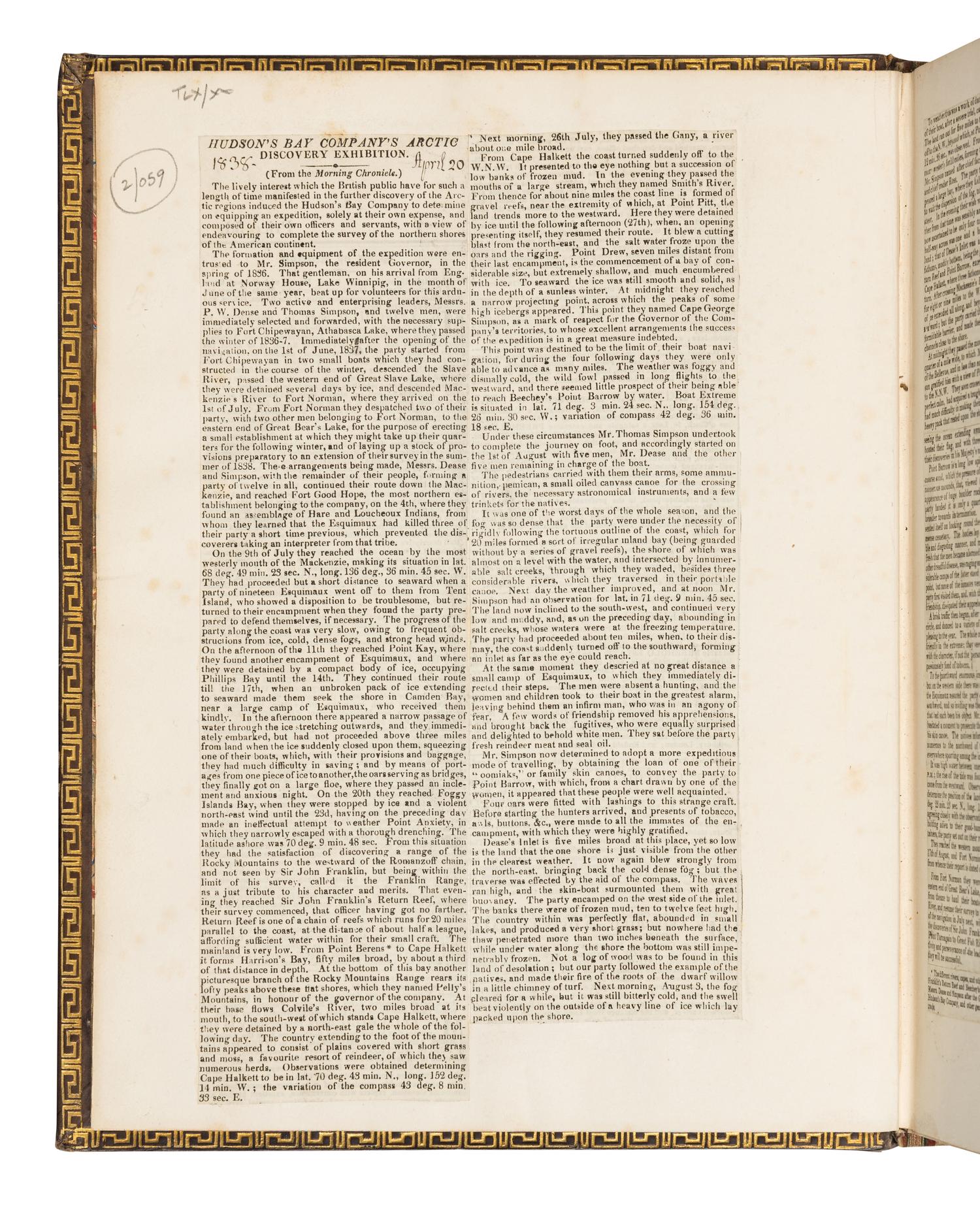 BEECHEY, Frederick William (1796-1856). Narrative of a Voyage to the Pacific and Beering's Strait, to co-operate with The Polar Expeditions: performed in H.M. Ship Blossom,... in the years 1825...28. In Two Parts. London: Henry Colburn and Richard Bentley, 1831.