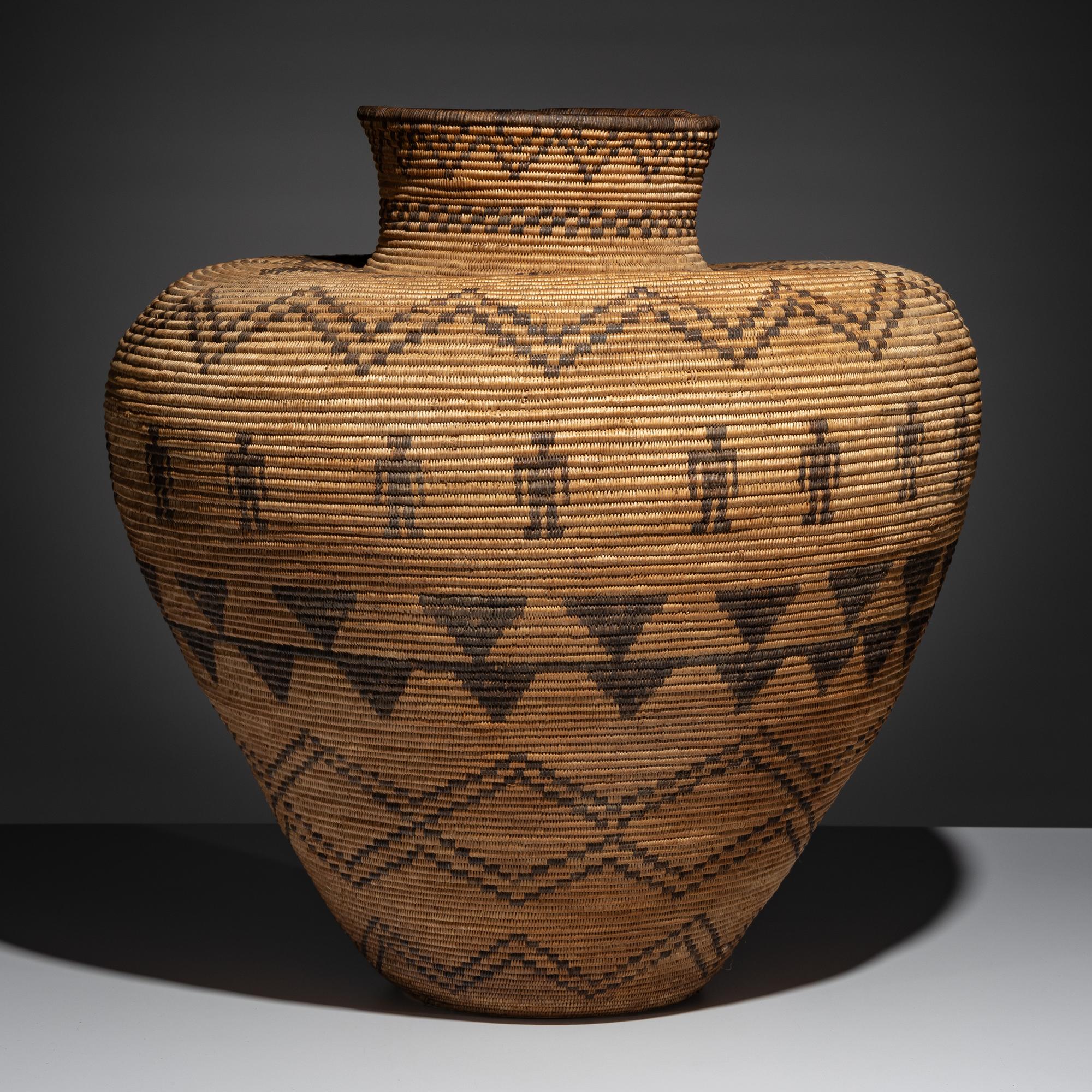 Western Apache Basketry Olla, with Human Figures