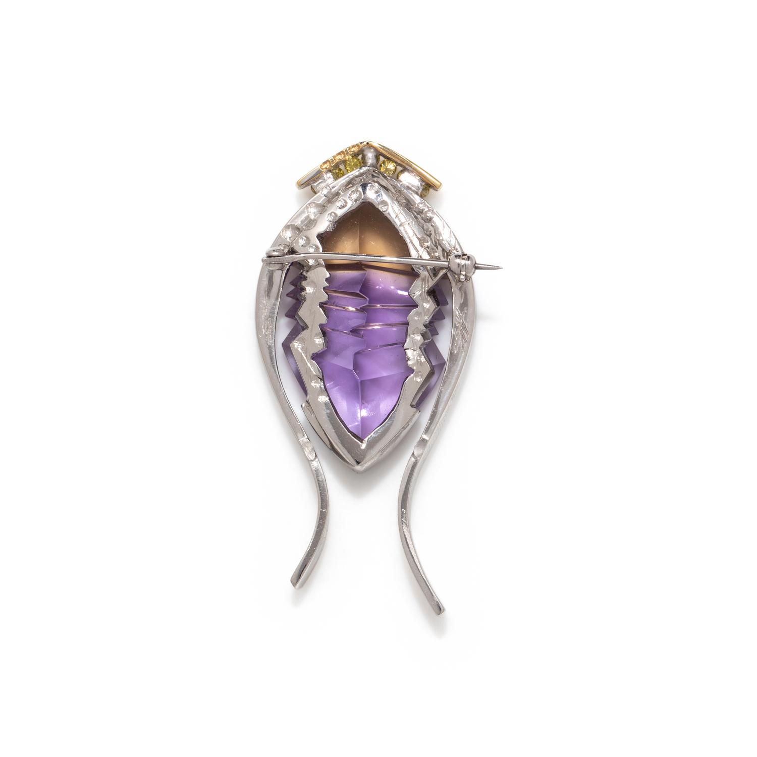 BERND MUNSTEINER & STEPHAN HOGLUND, BICOLOR GOLD, AMETRINE, AND YELLOW DIAMOND BROOCH