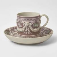 A Wedgwood Tricolor Jasperware Cup and Saucer UK, circa 1870