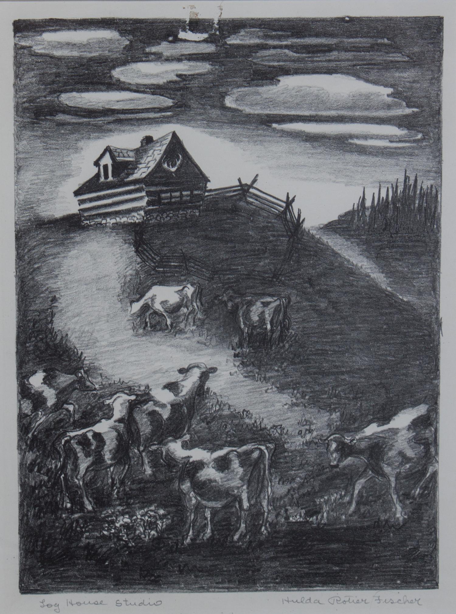 Hulda Rotier Fischer, (Wisconsin, 1893-1982), Log House Studio