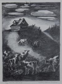Hulda Rotier Fischer, (Wisconsin, 1893-1982), Log House Studio