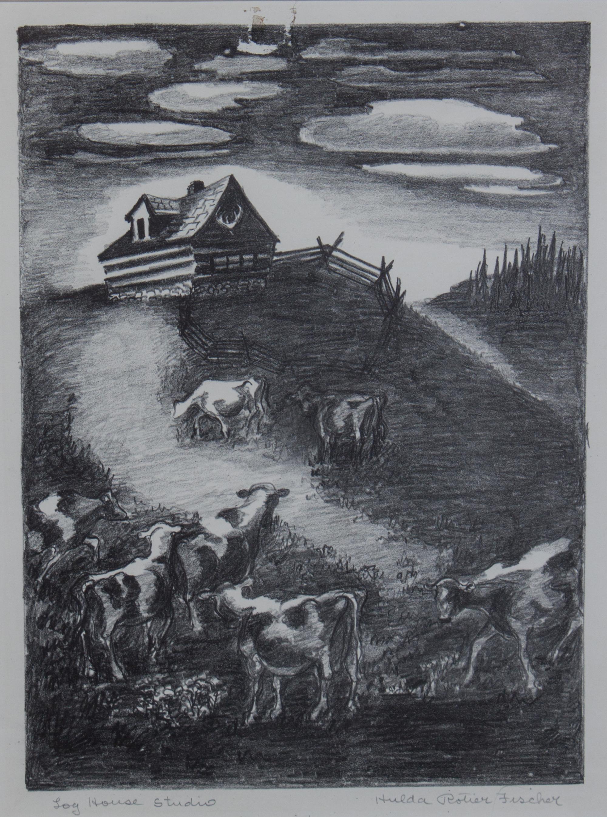 Hulda Rotier Fischer, (Wisconsin, 1893-1982), Log House Studio