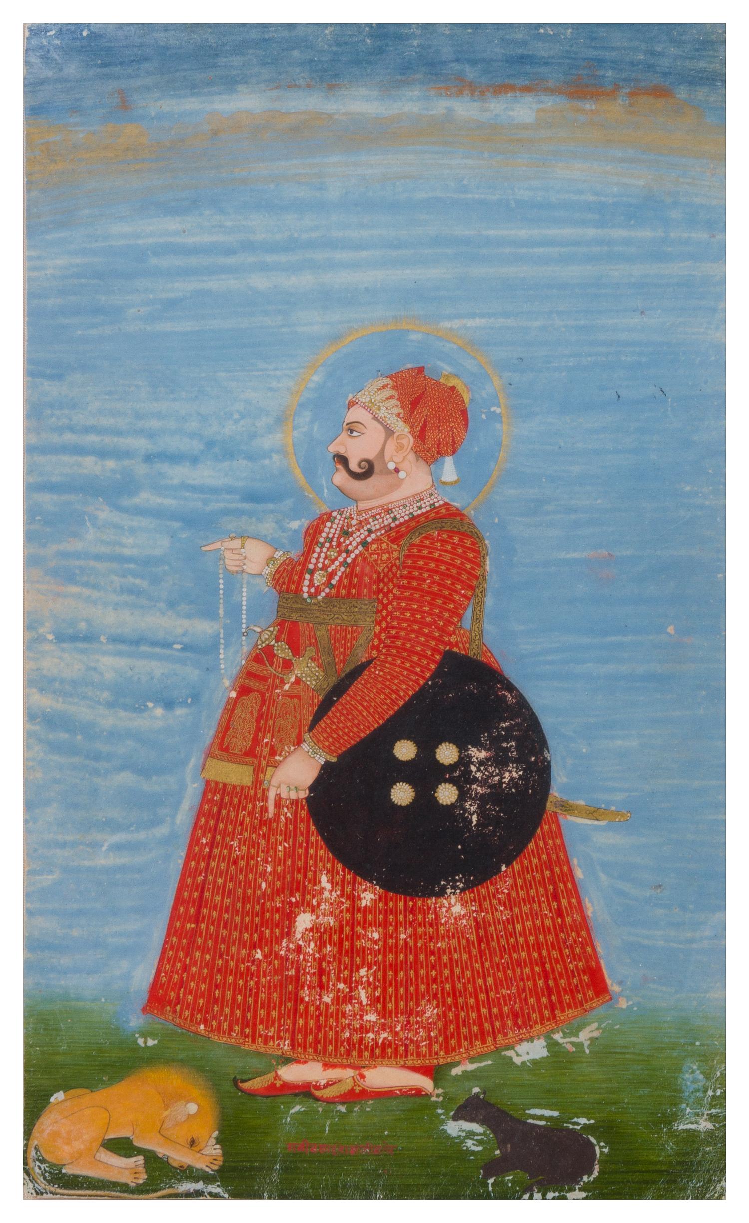 An Indian Gouache Painting Height overall 17 x width 12 3/4 inches.