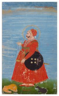 An Indian Gouache Painting Height overall 17 x width 12 3/4 inches.