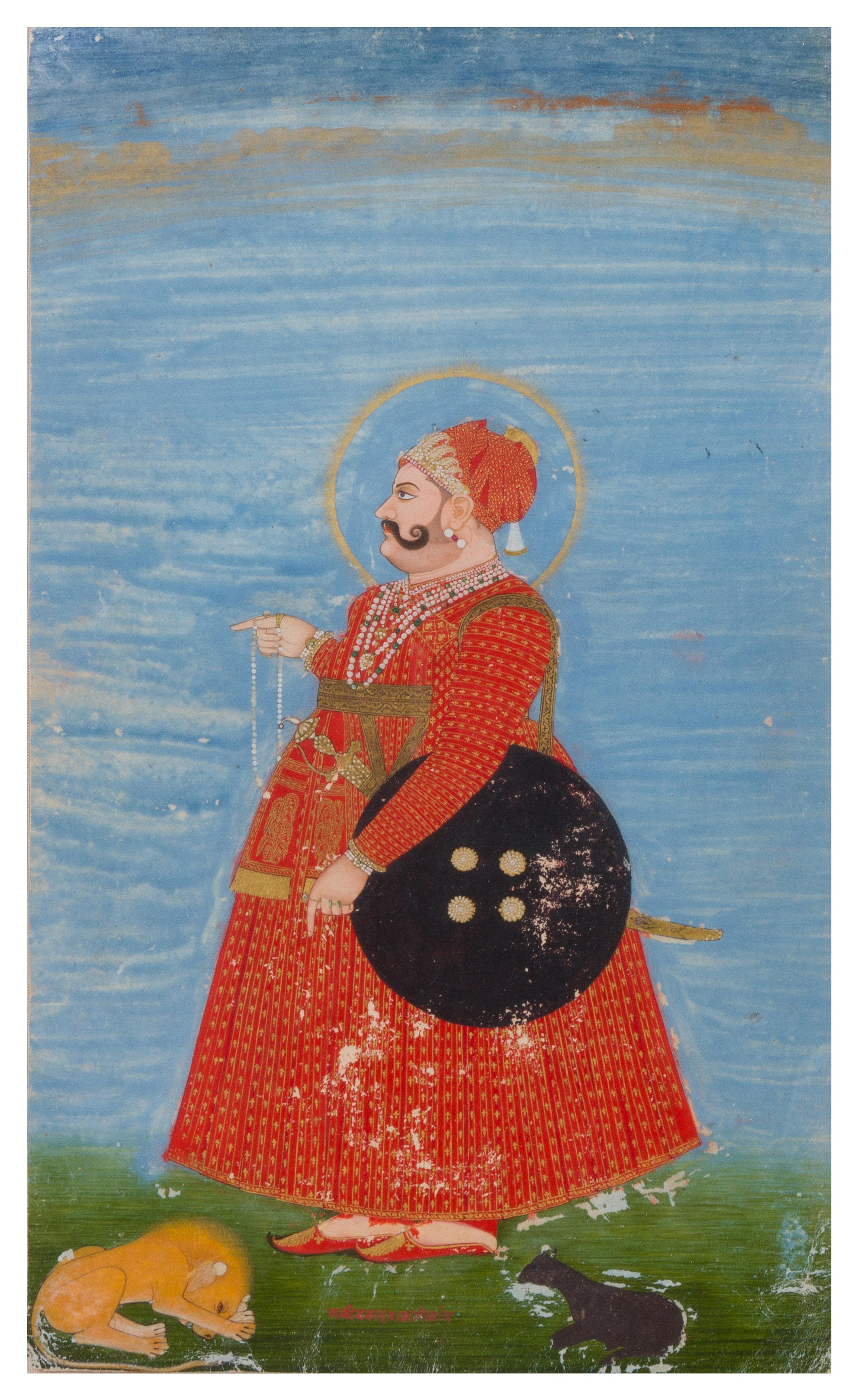 An Indian Gouache Painting Height overall 17 x width 12 3/4 inches.