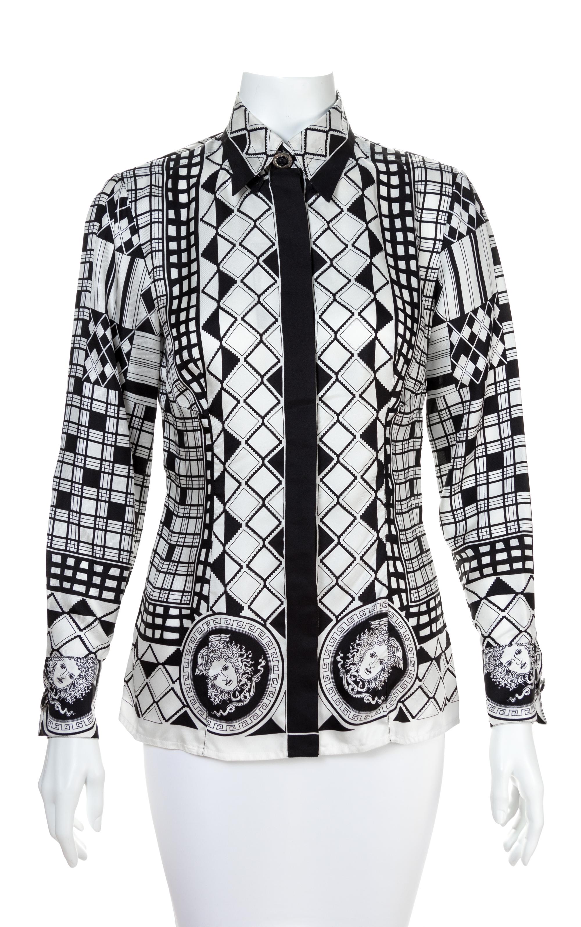 A Gianni Versace Silk Atelier Print Shirt, Size 40.