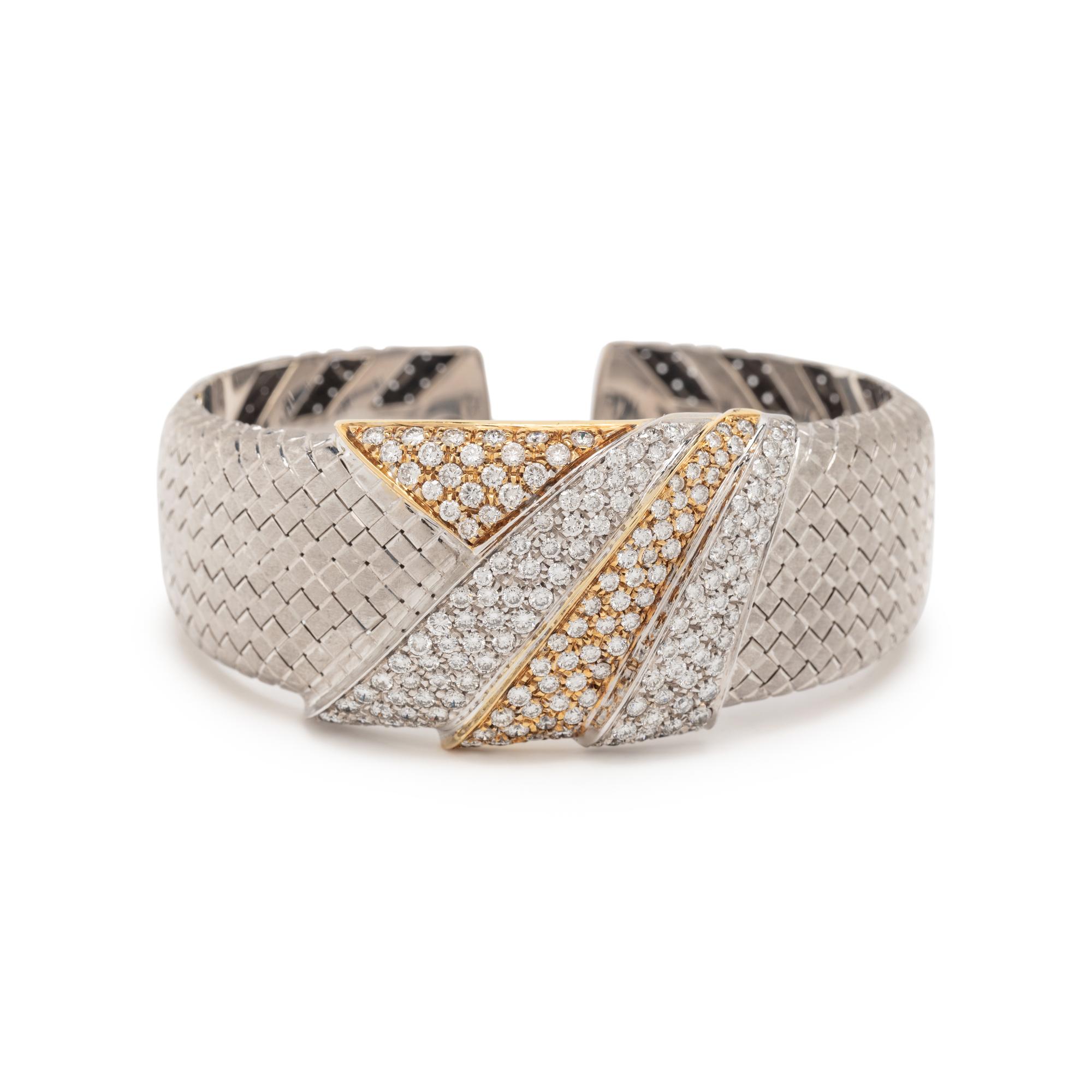 BICOLOR GOLD AND DIAMOND CUFF BRACELET