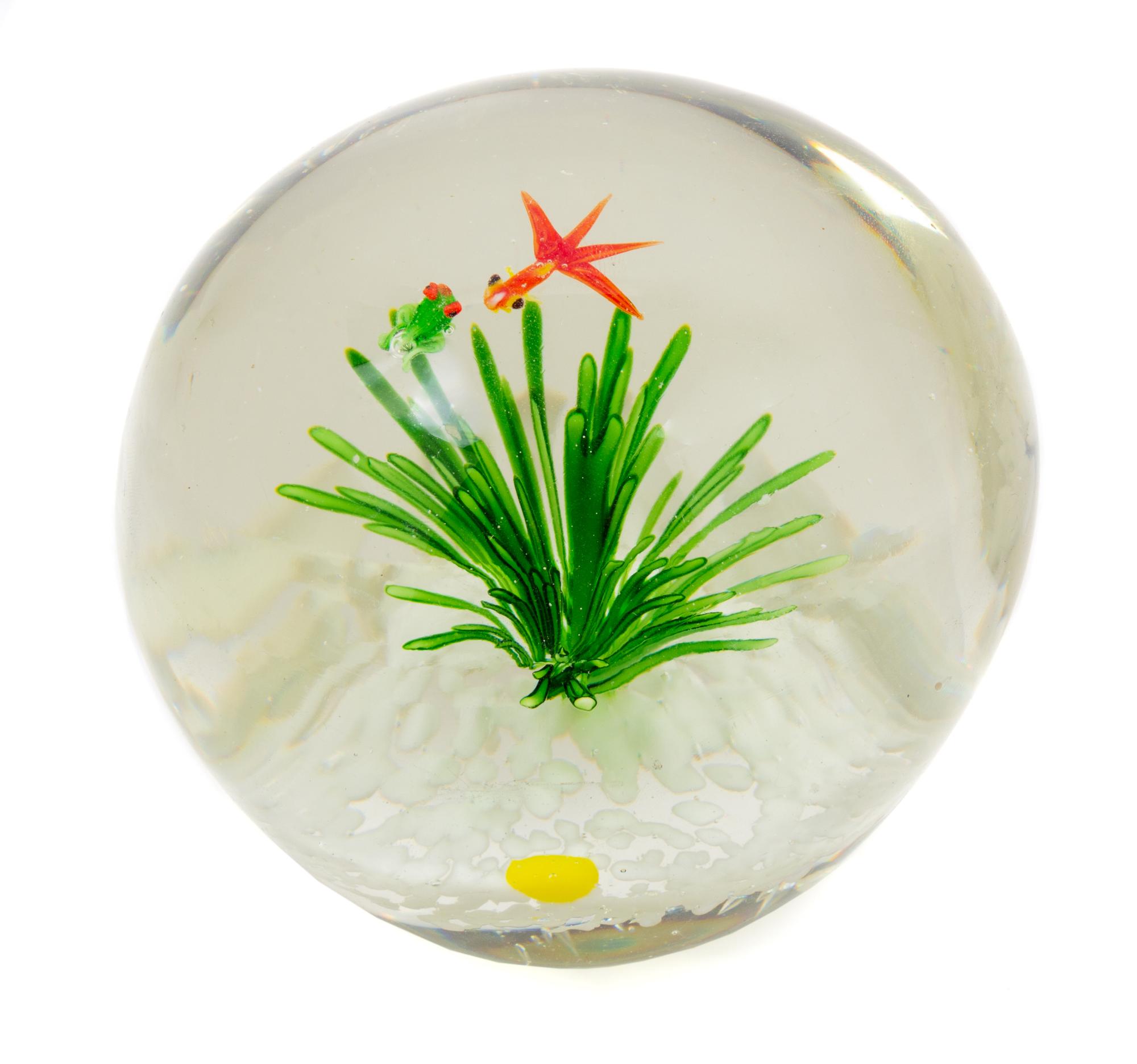 American, 20th Century, Paperweight with Aquatic Scene