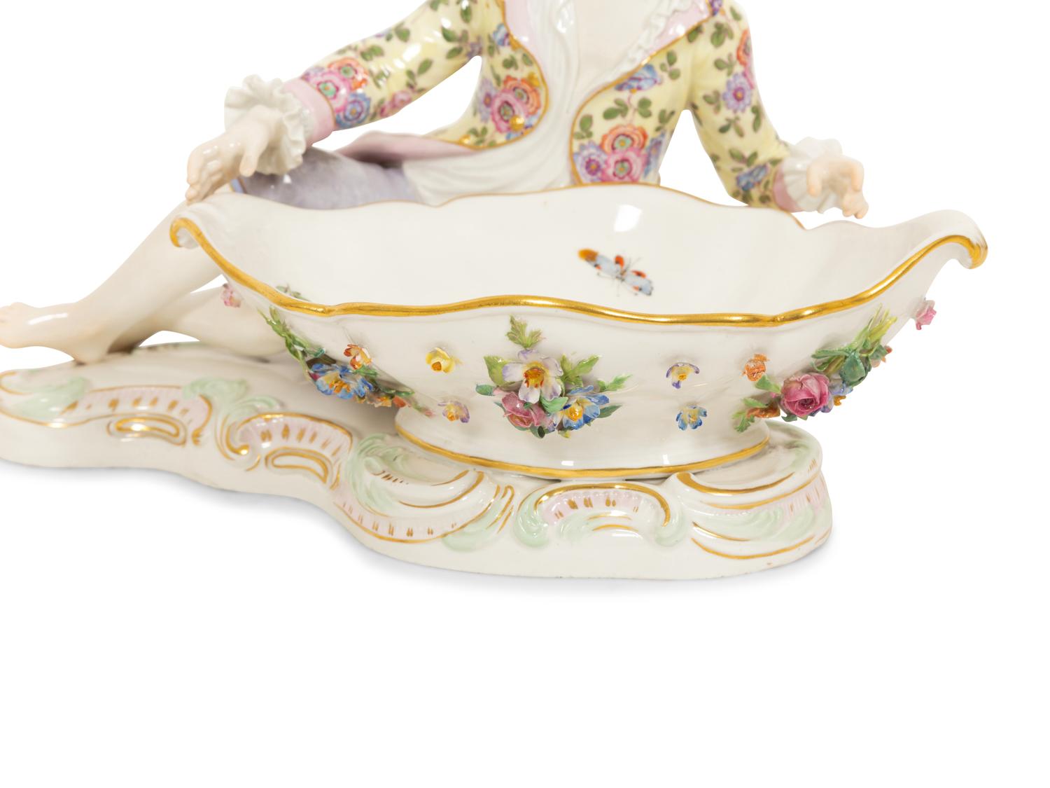 A Pair of Meissen Porcelain Figural Sweetmeats