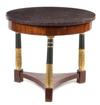 An Empire Painted & Parcel Gilt Mahogany Gueridon Height 28 x diameter of top 34 inches. — 19TH CENTURY