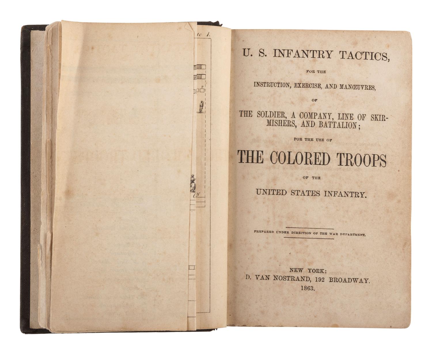 [CIVIL WAR]. Archive of items related to Elisha Hunt RHODES (1842-1917), 2nd Rhode Island Volunteer Infantry, incl. diary pages, battlefield map, and tactic manual for US Colored Troops.