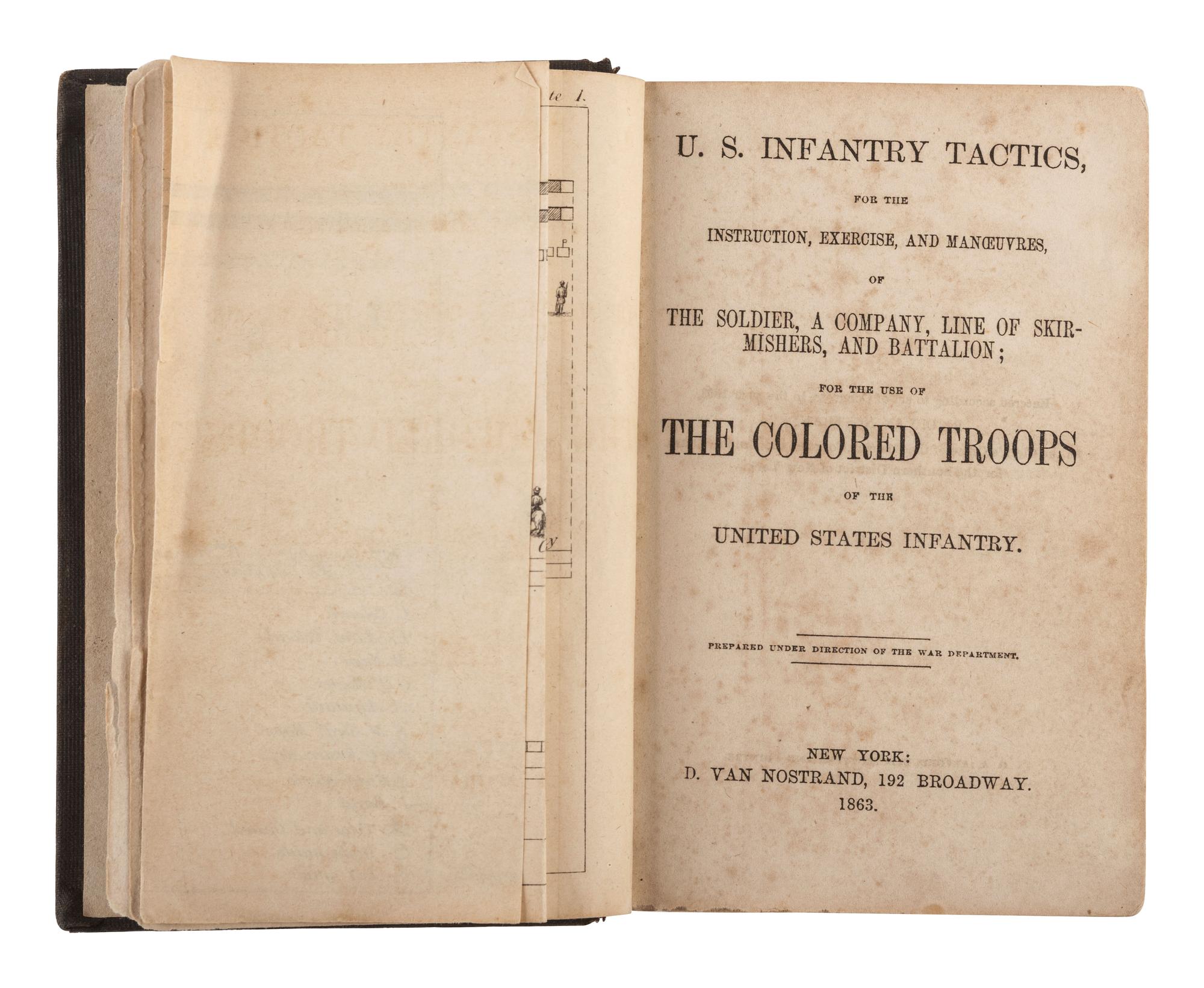 [CIVIL WAR]. Archive of items related to Elisha Hunt RHODES (1842-1917), 2nd Rhode Island Volunteer Infantry, incl. diary pages, battlefield map, and tactic manual for US Colored Troops.