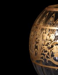 A Bohemian Gilt and Enameled Glass Centerpiece Bowl