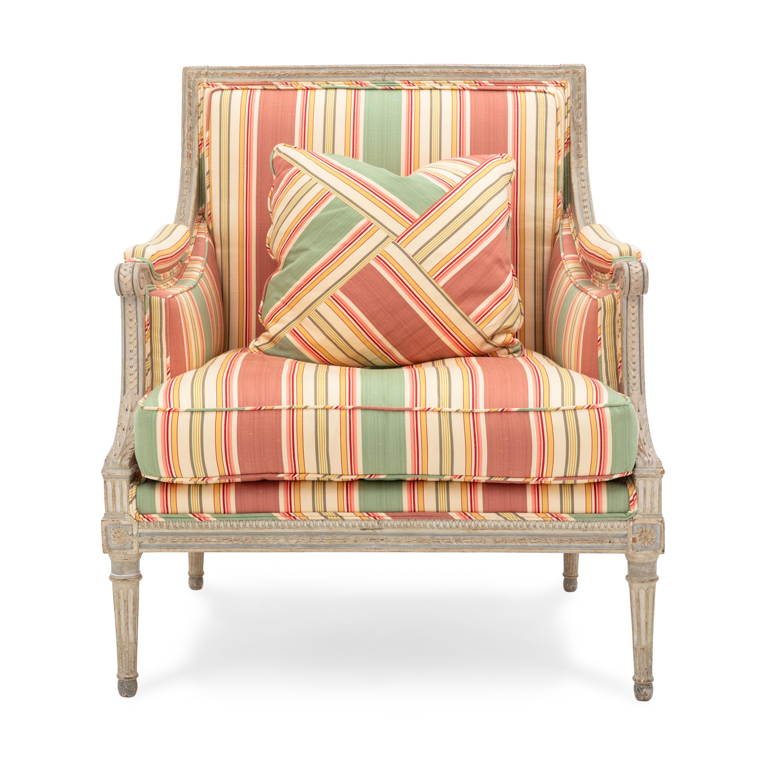 A Louis XVI Style Painted Bergère