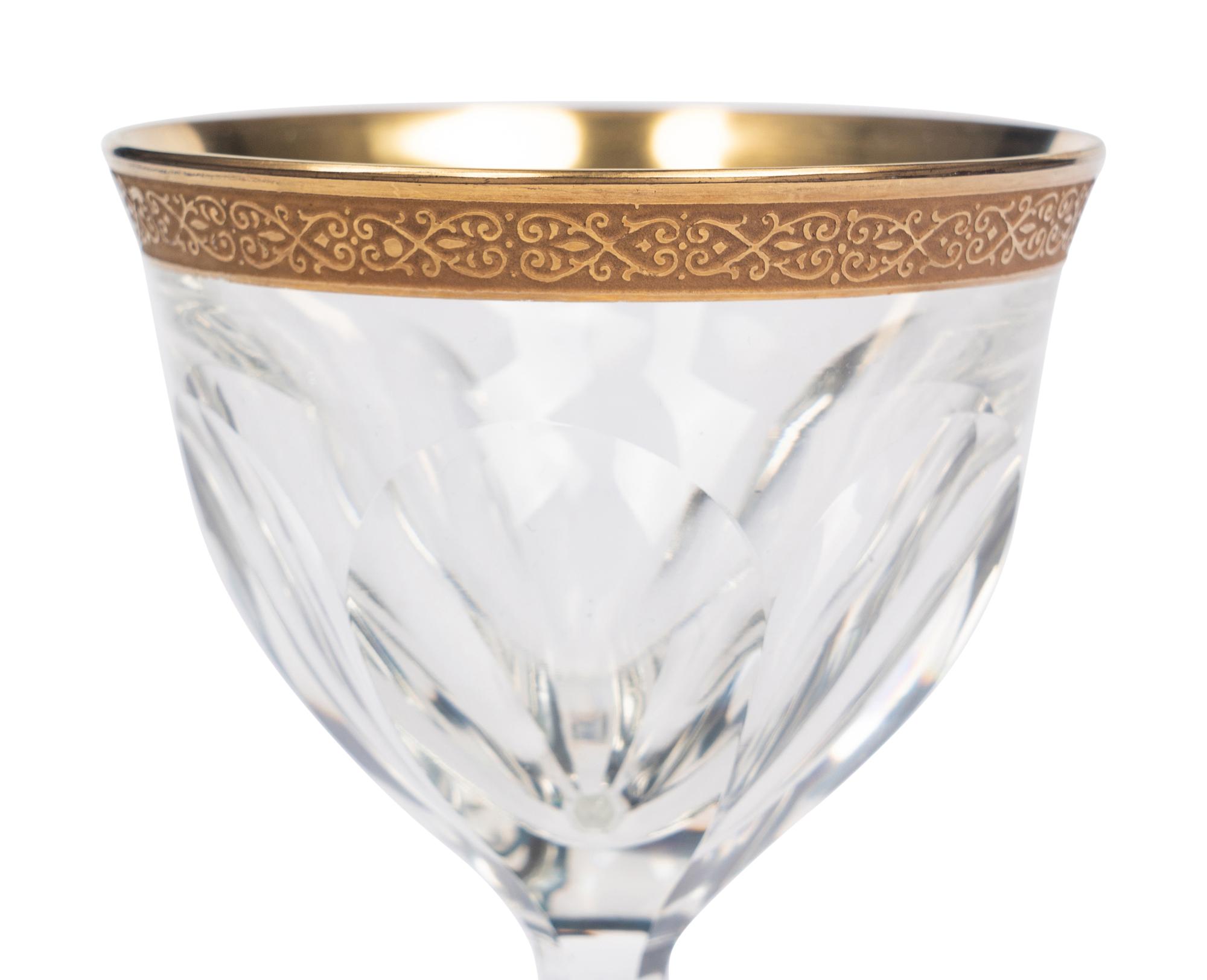 A Saint-Louis Gilt Decorated Cut Glass Stemware Service