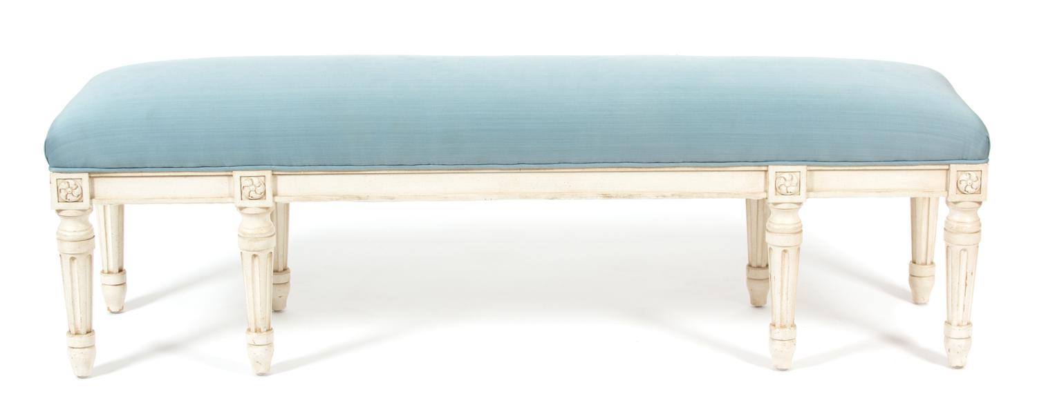 A Louis XVI Style Painted Bench Height 18 x width 60 inches. — 20TH CENTURY