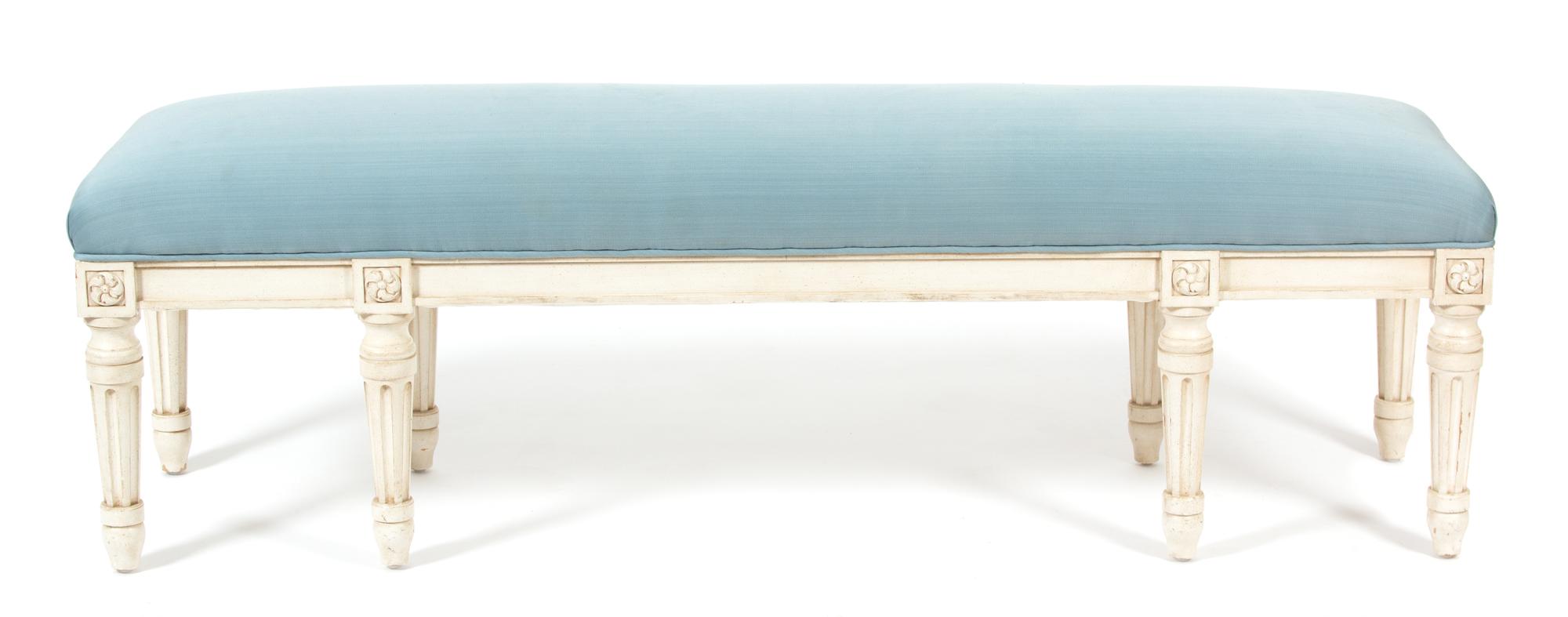 A Louis XVI Style Painted Bench Height 18 x width 60 inches. — 20TH CENTURY