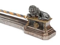 A Continental Steel and Gilt Bronze Fire Fender