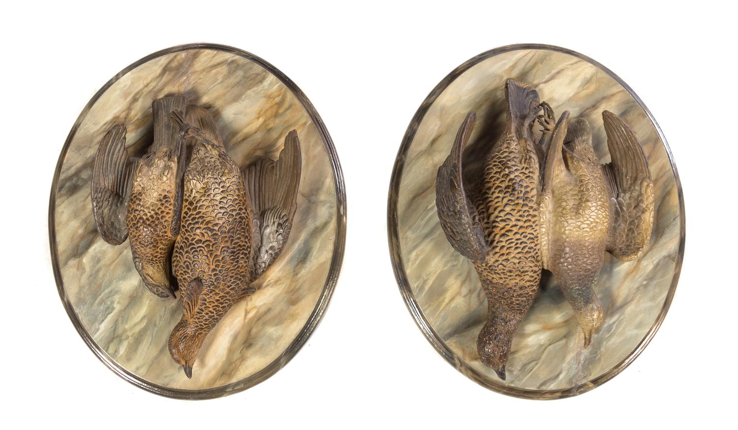 A Pair of Continental Ceramic Game Plaques Width 17 1/2 inches.