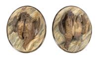 A Pair of Continental Ceramic Game Plaques Width 17 1/2 inches.