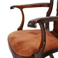 A George II/III Shell-Carved Oak and Walnut Armchair
