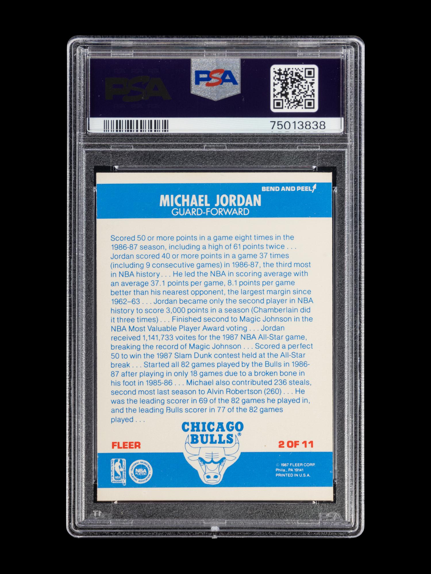 A 1987 Fleer Michael Jordan Signed Autograph Sticker No. 2 (PSA AUTHENTIC)