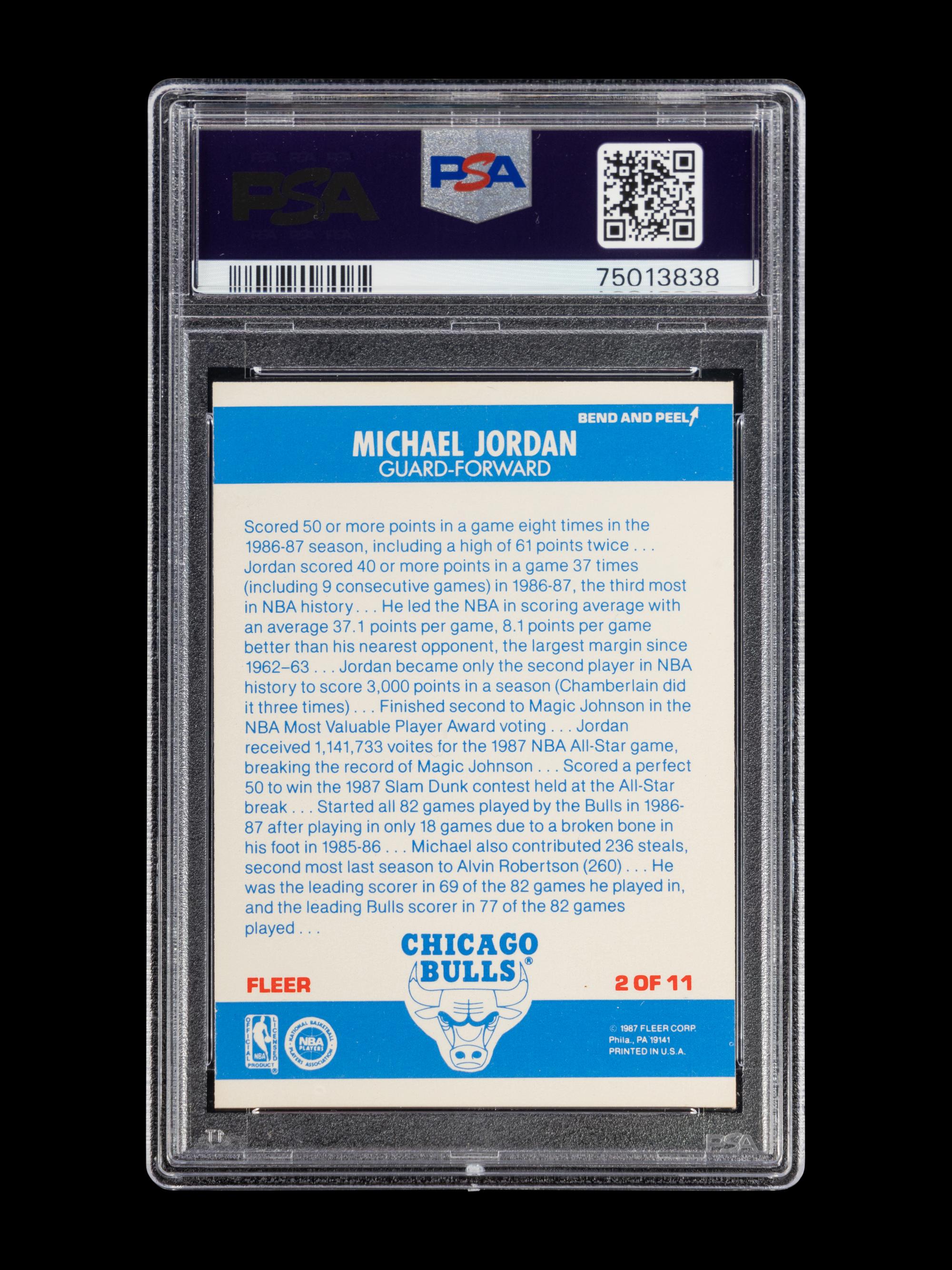 A 1987 Fleer Michael Jordan Signed Autograph Sticker No. 2 (PSA AUTHENTIC)