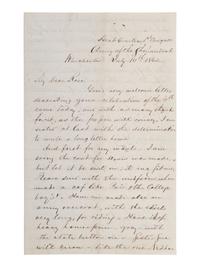 PENDLETON, Alexander Swift "Sandie" (1840-1864). Autograph letter signed ("A.S. Pendleton"). Winchester, [VA], 10 July 1861.
